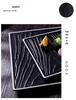 Matte Black Ceramic Wood Grain Plate for Steak, Barbecue, Snacks, and Desserts
