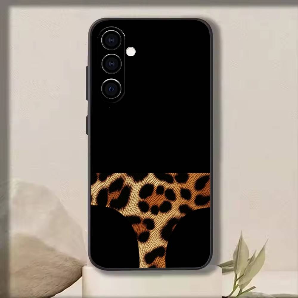 

Funny leopard print underwear Phone Case Black Silicone Soft For Samsung Galaxy A73,A72,A71,A70,A53,A52,A51 Samsung a41
