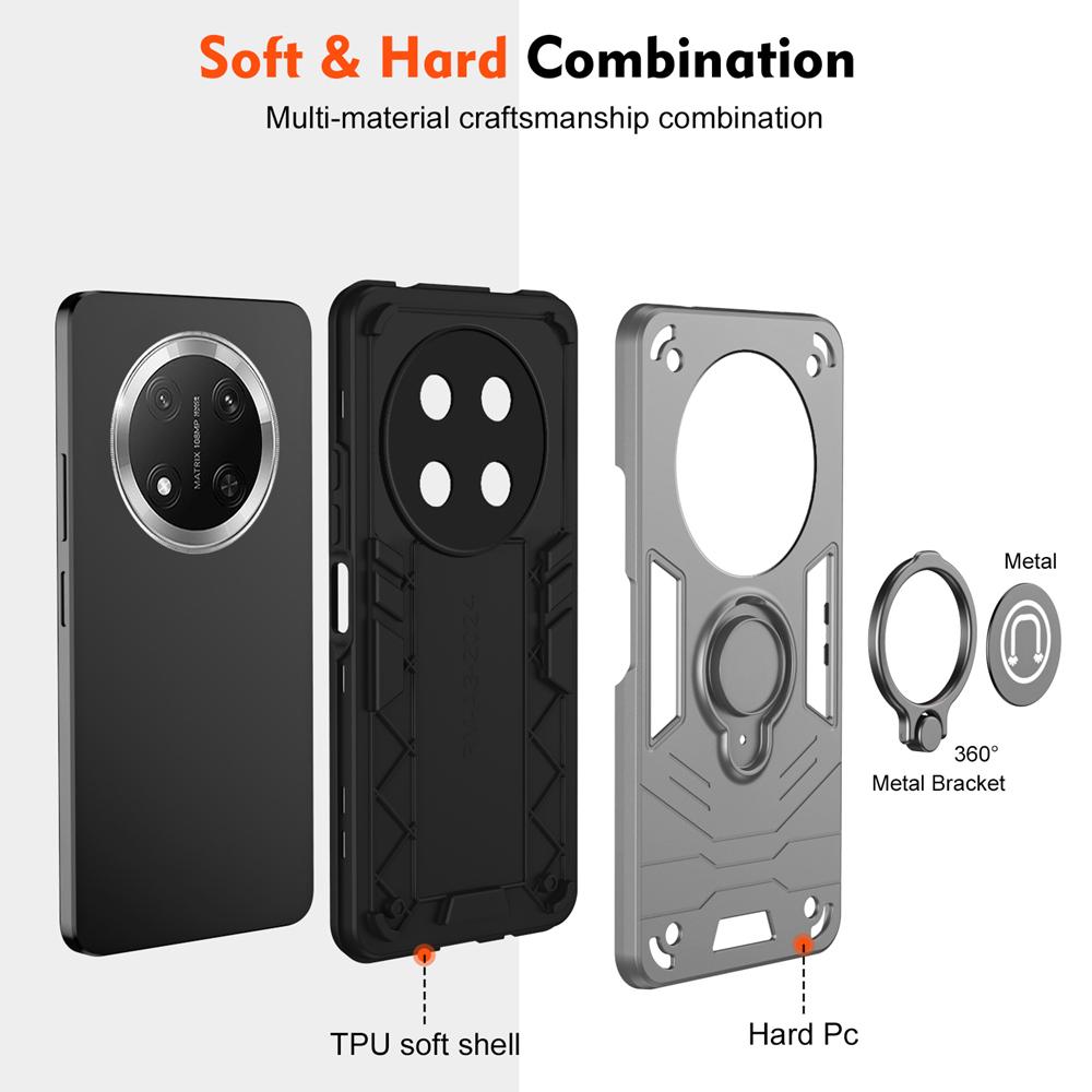 KEYSION Shockproof Case for HONOR Magic 7 Lite 5G Camera Protection Ring Stand Phone Back Cover for Huawei Honor X9c 5G