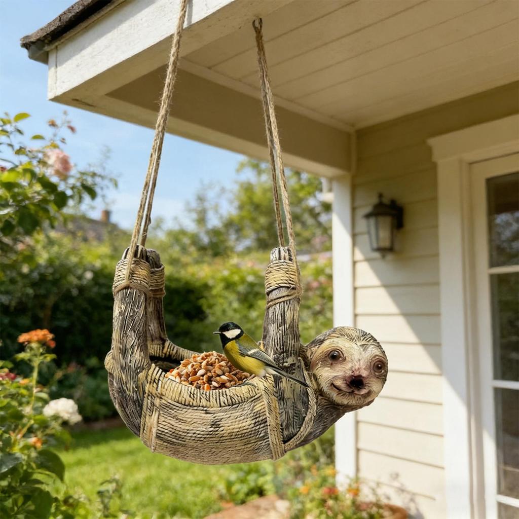 Outdoor Hanging Bird Feeder Sloth Bird Feeder Pendant Decoration Bird Bathtub Garden Courtyard Decoration Current Feeder