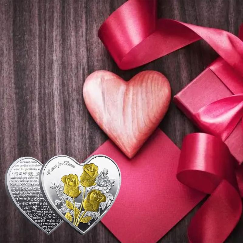 Einzigartige herzförmige Metallmünzen Symbolische Liebe Sammlerstücke Hochzeitsdekoration Valentinstag Jubiläumsgeschenk Münzen
