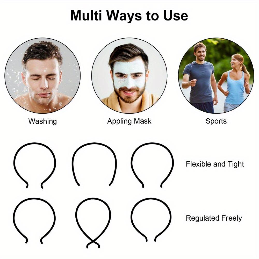 3/6 Stück Unisex-Haarband, Metall-Haarreif, schwarze Feder, rutschfest, für Männer und Frauen, Sport, modische Kopfbedeckung (Frühlingswelle)