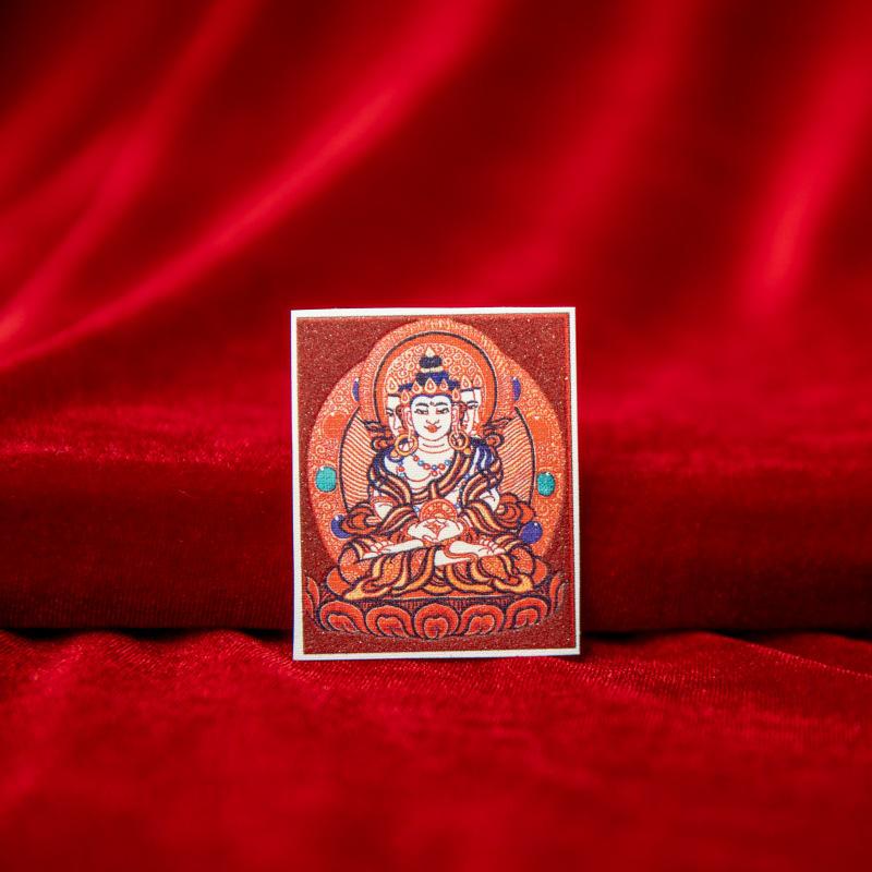 Tibetan Eight Protectors Cinnabar Mineral Sand Thangka Painting Core 4X5 - Birth Year Buddha