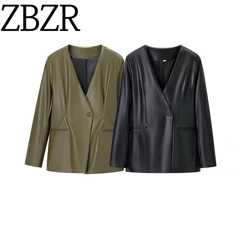 Zbzr Autumn New Women clothes Western Style Fashion Simple and Versatile V-neck One Button Blazers Top