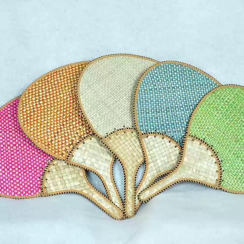 New Style Summer Traditional Handmade Woven Fan, Hand-Held Straw Fan, Small Round Fan, Ancient Style Mosquito-Repelling Banana Leaf Fan