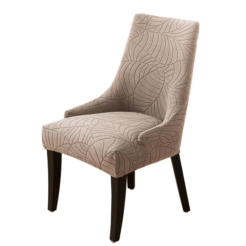 1PC Leave Jacquard Chair Cover Anti-dirt Solid Color Chair Slipcover Washable High Sloping Seat Case for Banquet Home Decor