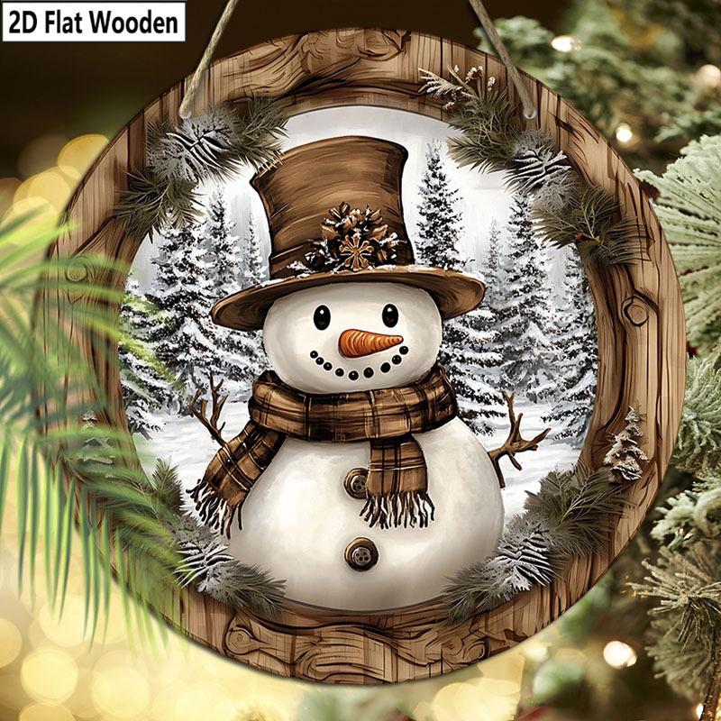 Christmas decoration sign,indoor hanging decorations,2D flat Wooden products with The pattern is a snowman,Christmas gifts for friends and family