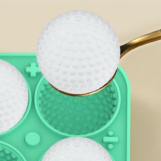 Golf Ball Ice Cube Tray with Funnel 4-Cavity Silicone Mold for Large Sphere Ice Easy-Release Leak-Proof Food-Grade Ice Cube Maker for Home Bar