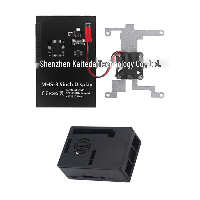 3.5" Raspberry Pi 60FPS Touch Display with ABS Shell, Bracket, Fan, and Heatsink