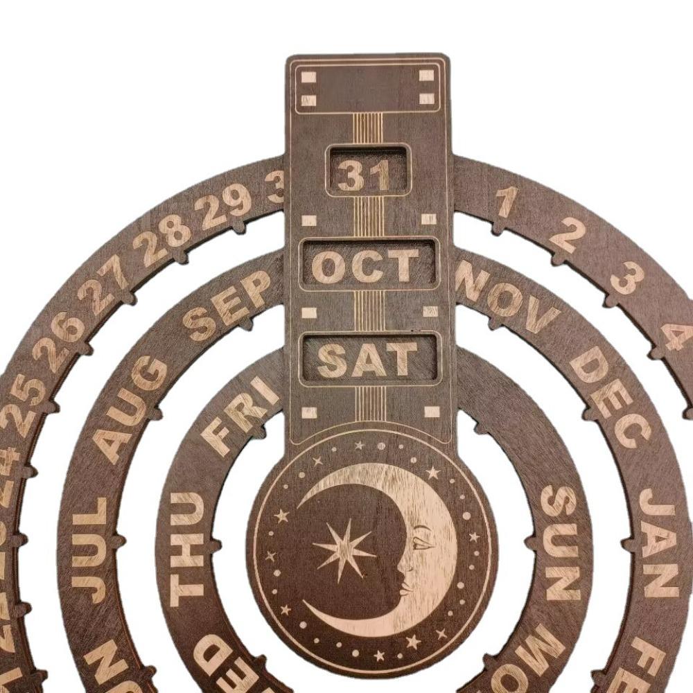 Stylish Rotating Calendar Retro Hanging Calendar Silent Operation Perpetual Calendar Indoor