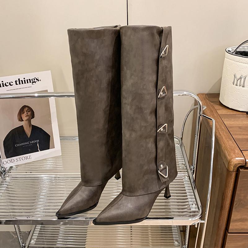 High Heels Women's High Boots Pointed Toe Designer Shoes for Woman Trend Winter Boots  Luxury Pumps New Chelsea Mujer Botas