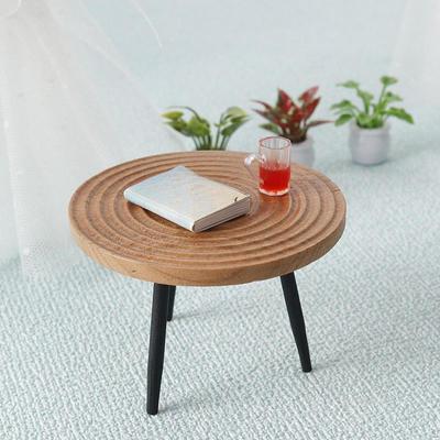 Dollhouse End Table 1:12 Scale Furniture Set Bedside Round Mini Desk for Dolls House Accessory