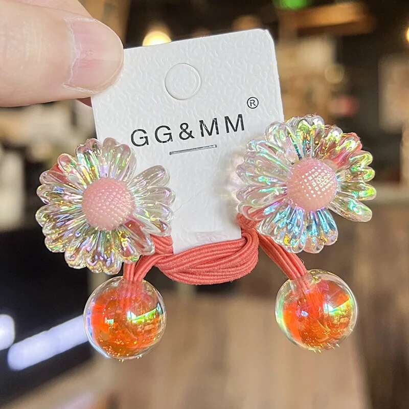 

2 штуки Маленькая ромашка Милый принцесса Головной убор Эластичные резинки для волос для детей Девочек Аксессуары для волос Детские резинки для волос