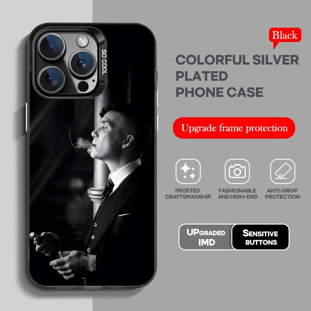 Peaky B-Blinders Tommy Cool Phone Case Black IMD Colorful Silver Suitable Soft Case for iPhone 16 15 14 13 12 11 XS Pro Max