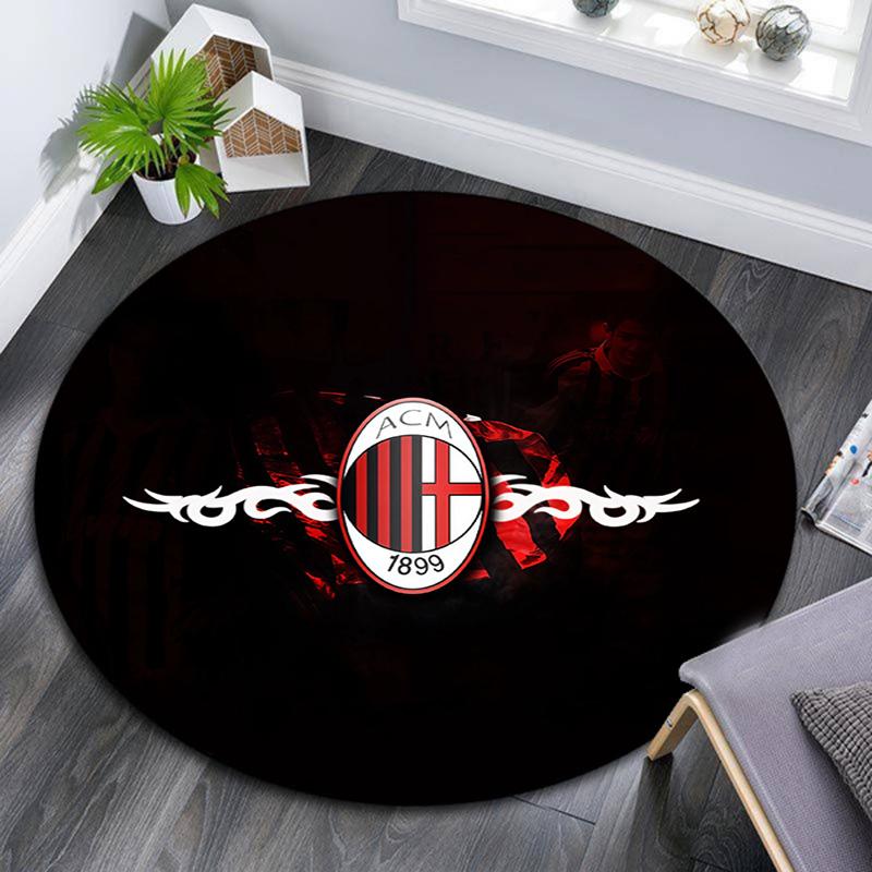 Associazione Calcio Milan3 Round Area Rug,Carpet Rug for Living Room Bedroom Sofa Playroom Decor,Non-slip Floor Mat