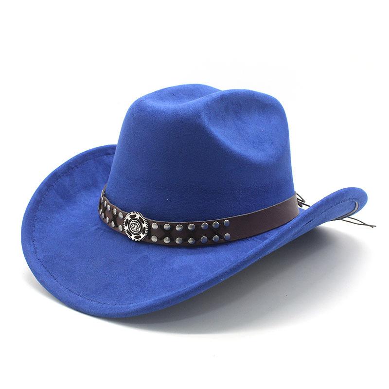 Suede Men'S And Women'S Woolen Denim Jazz Felt Hat Ethnic Style Decorative Curled Top Hat Tibetan Sunshade Sun Protection Hat
