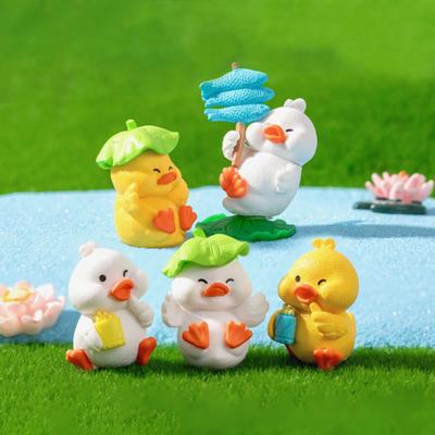 Duck Figurines Cute Cartoon Gardening Art Doll Solid Model Decorative Animal Figure Model Micro AVE
