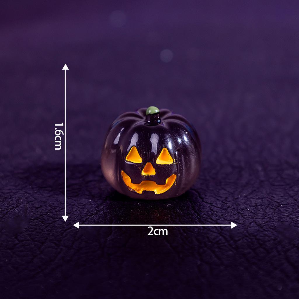 5Pcs Glow in the Dark Mini Pumpkin Figurine Luminous Resin Statue Halloween Car Dashboard Decor Micro Landscape