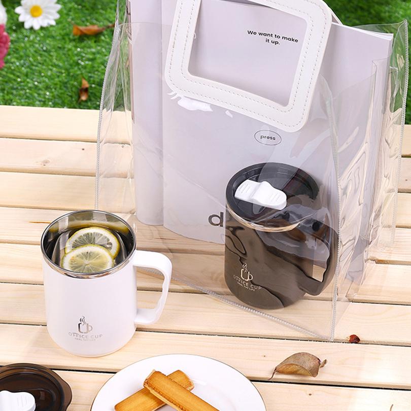 500ml 304 Nerezový Termoska Hrnček s Víčkem a Uchem Přenosná Termální Láhev na Vodu Nepropustná Vakuová Baňka Izolovaný Hrnček