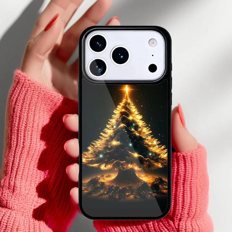 Gold Christmas Trees Phone Case for iPhone 17 16 15 14 13 Pro Max Back Cover for 12 11 Pro Coque