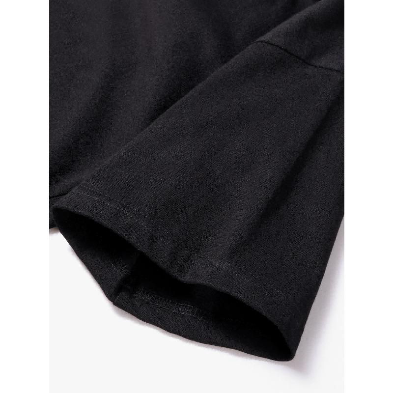 European sizes Women's Vintage-Inspired Oversized Black T-Shirt with White Rose Print - Soft Round Neck Short Sleeve Casual Top