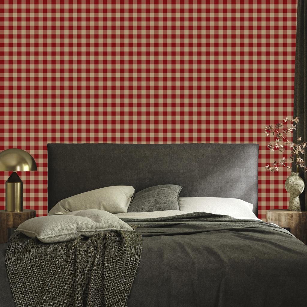 Autumn Plaid Wallpaper Orange, Red and Beige 50x1000