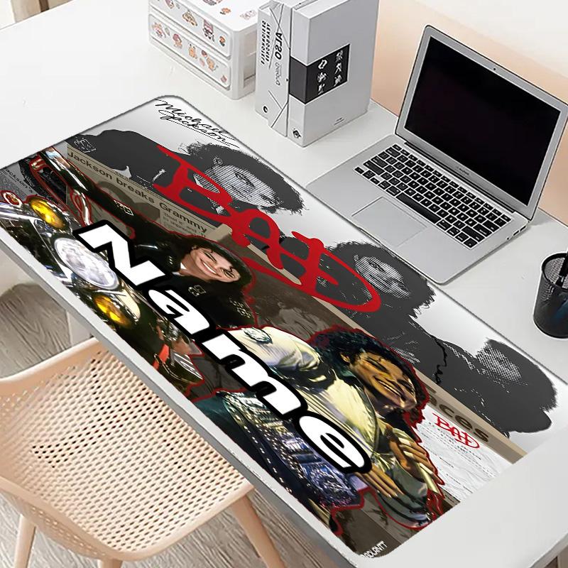 Custom Name Personalized Michael Jackson Pattern Mousepad, Laptop PC Desk Mat, Decorative Desk Mat for Home Keyboard Pad Gift