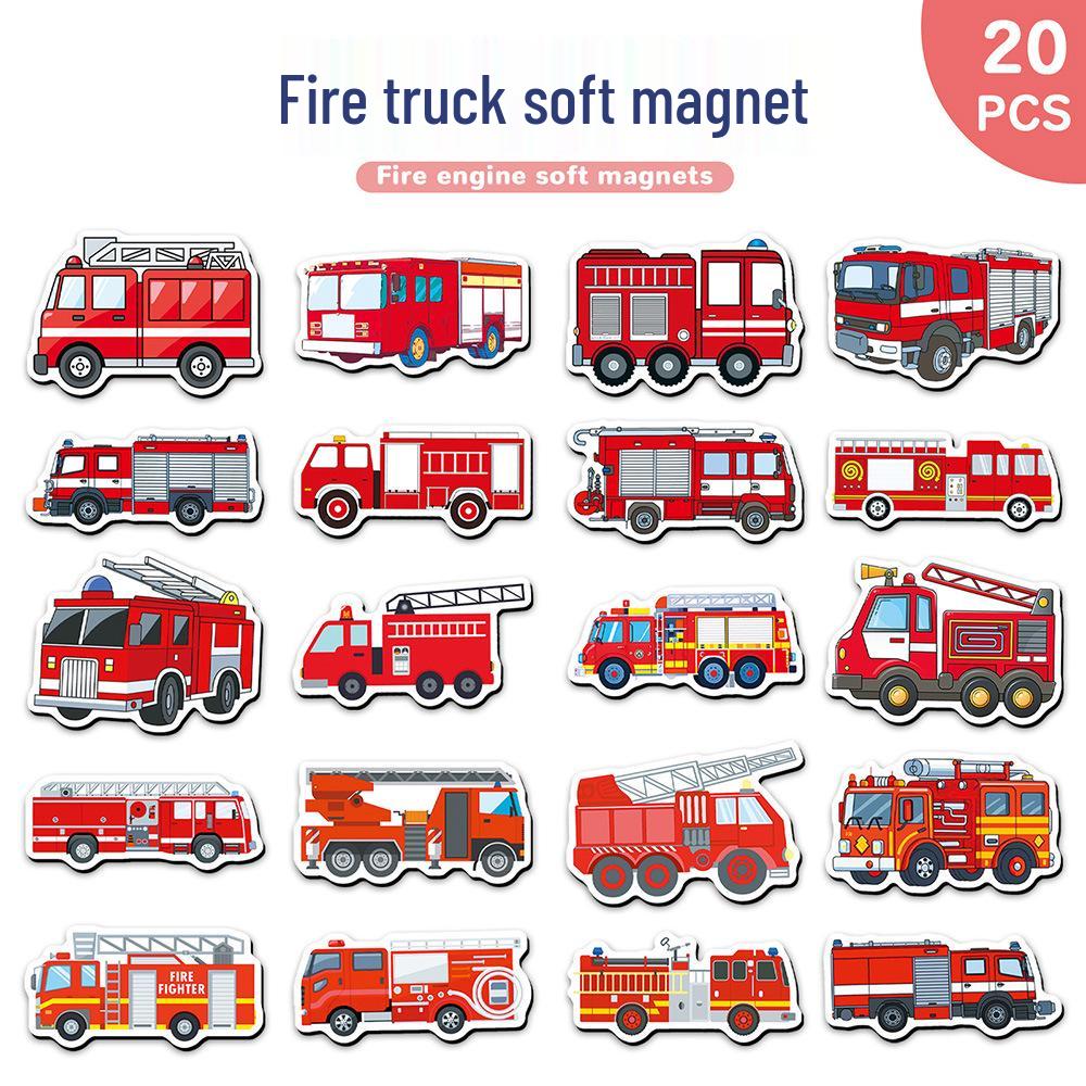 Reusable Fire Truck Cartoon Magnet: Creative Toy Car Decoration