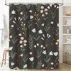 Modern Style Printed Shower Curtain Waterproof Bathroom Decor with Flowers and Leaves Design
