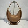Womens Genuine Leather Woven Underarm Bag Versatile Crescent Shoulder Crossbody