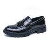 Men's Plus Size Tassel Leather Shoes for Formal Wear, Spring/Autumn Glossy Patent Finish, Perfect for Weddings and Business.