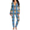 2023 Europäischer & Amerikanischer Weihnachten Langarm Knopfleiste Bedruckter Erwachsenen Jumpsuit