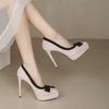 2026 New Spring Autumn Suede Shoes for Woman Fashion Pointed Toe High Heels Butterfly-Knot Sexy Elegant Platform Pumps for Women