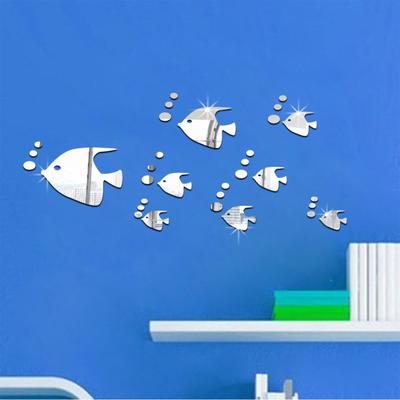 (Nikita) Bubble Fish Wall Stickers Ocean Fish Mirror Stickers Acrylic Mirror Wall Stickers