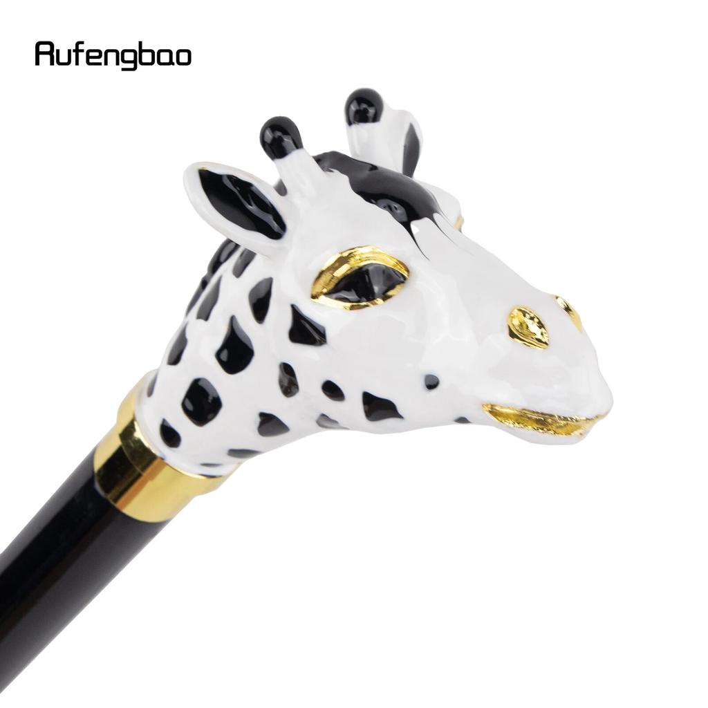 Ceramic Giraffe Head Wooden Single Joint Fashion Wood Walking Stick Decorative Walking Cane Halloween Mace Wand Crosier 95cm