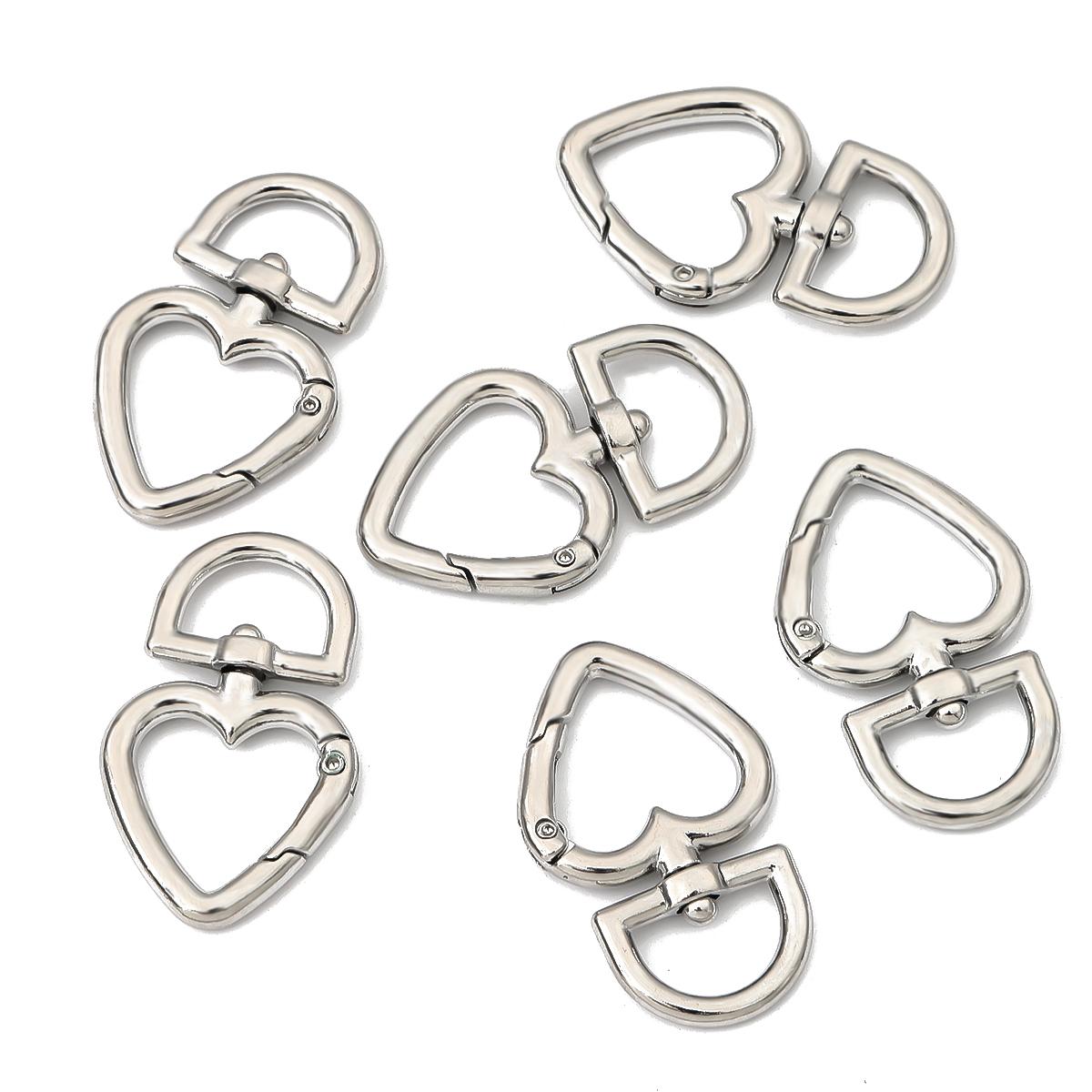

2 шт./пакет, персиковое сердце, металлическая пружинная застежка, брелок для ключей, разъемы для DIY, аксессуары для изготовления ключей роман серебряный