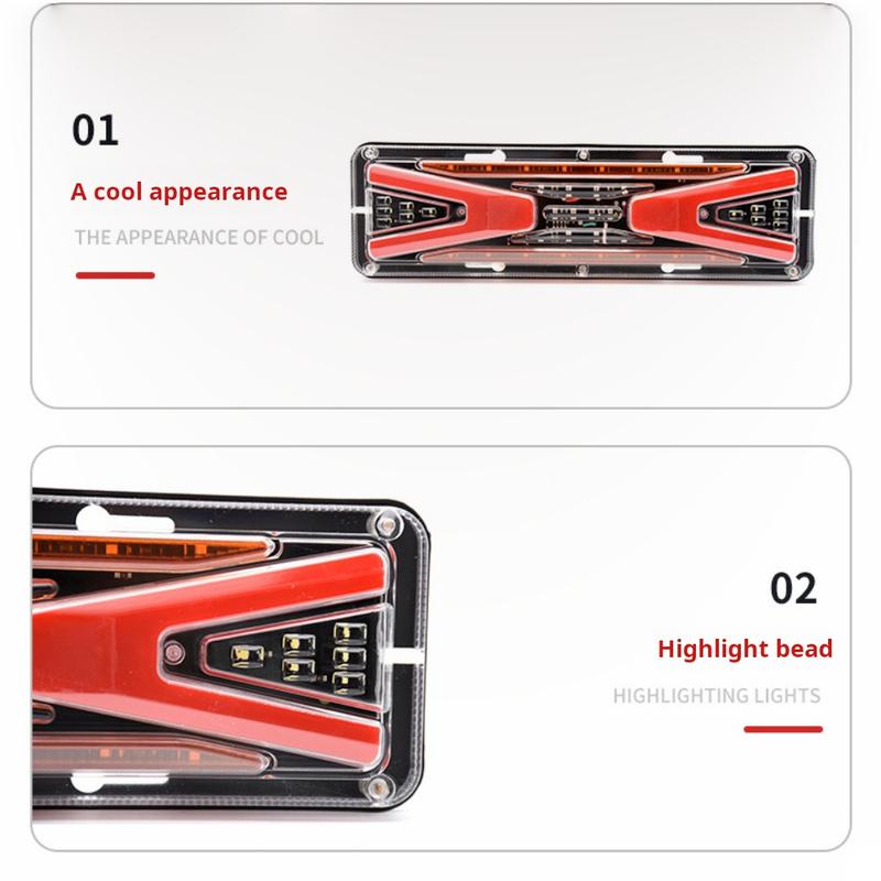 2PCS Truck Tail Light 12-24V Flowing Turn Signals Lamp Trailer Rear TailLight Car Trailer Caravan Running LED Brake Light
