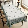 Watercolor Eucalyptus & Butterfly Tablecloth,Botanical Border Print with Scalloped Edge,Stain Resistant for Dining Room & Rustic