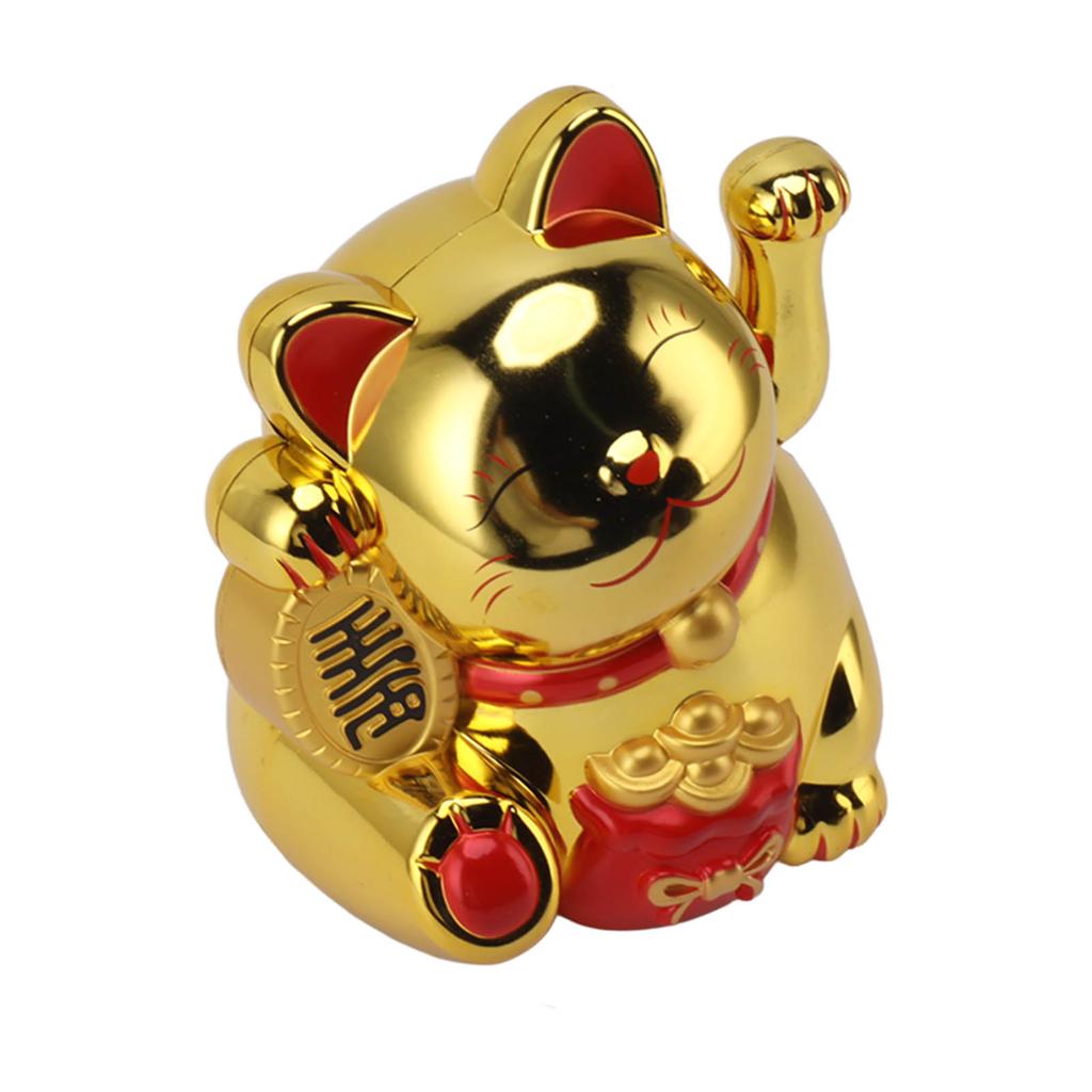 5.5in Electric Waving Arm Fortune Cat Decorative Cute Plastic Cat Ornaments for Cashier Desk