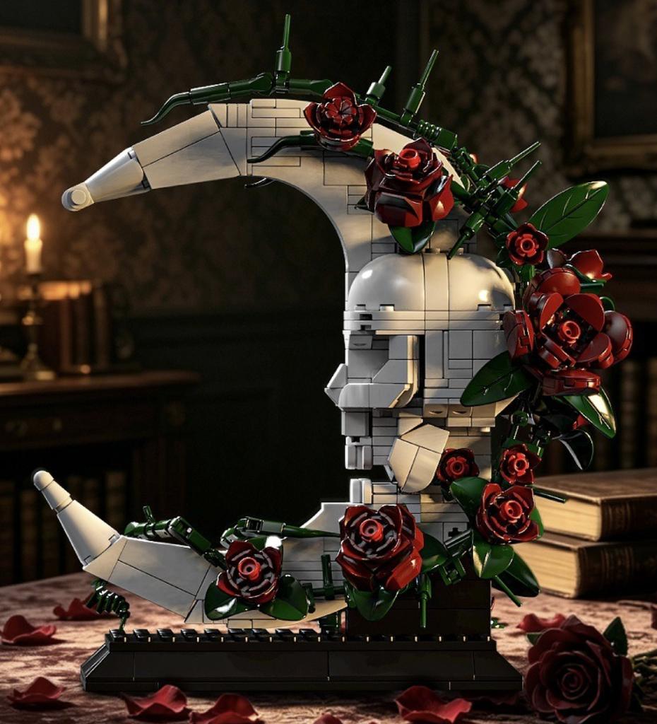 MOC Gothic Skeleton Hourglass Black Spine Sword Lost Rhyme Building Blocks Set Chord Special Dark Rose Toy Special Holiday Gifts
