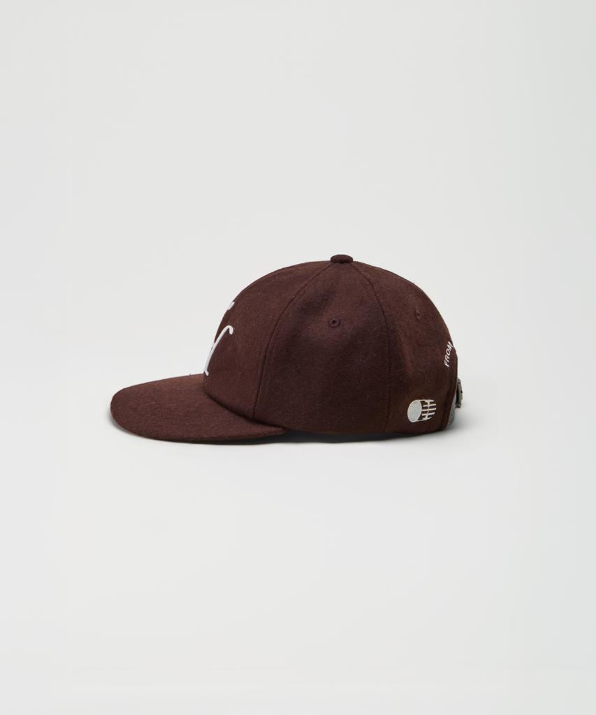 Teulaepighamoni Wool Blend Th Applique Logo Deep-Fit 6-Panel Cap_Brown