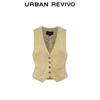 UR2025 Women's Retro V-Neck Button Sleeveless Vest