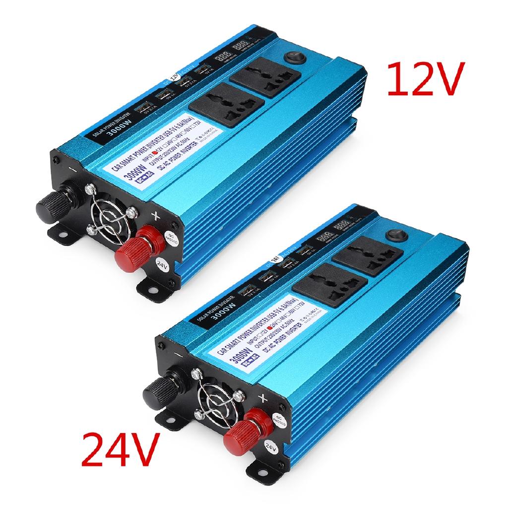 LED Display 12V DC To 220V AC Sine Wave Converter Lot Blue 2000W Solar Power Inverter