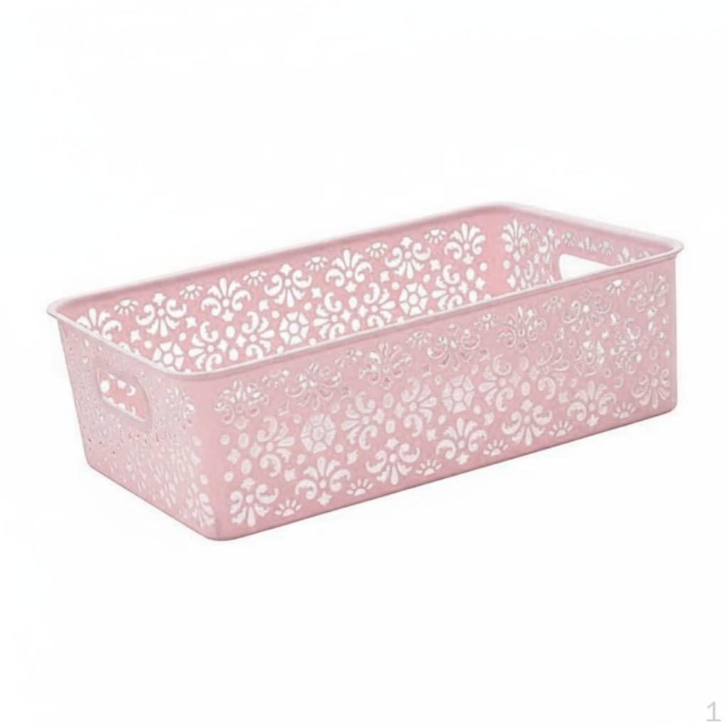 Decorative Storage Box Versatile Hollow Basket Stackable Lace Pattern Organizer Bin for