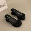 Super high heel thick sole one-word cool slippers for women's summer wear new height-increasing small transparent waterproof table sandals