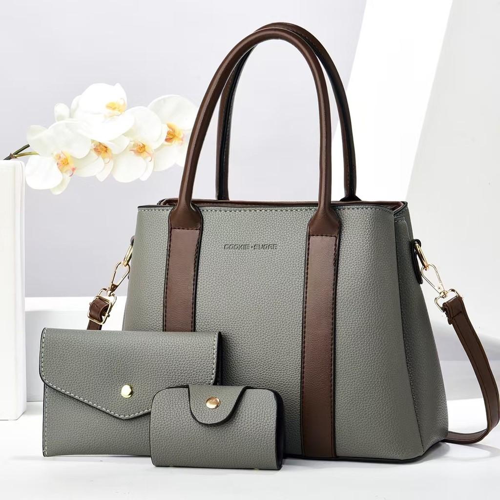 Color Trendy Block Mom And Child Bag Spacious Medium Size Pu Shoulder And Crossbody Bag For Women
