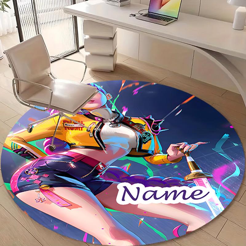 Personalized K-KPop Demon Hunters Round Chair Office Rug - Perfect for Mat, Office Chair & More - Ideal Gift for Birthdays and Holidays