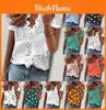 T-shirt da donna alla moda con scollo a V, maniche corte a balze e stampa floreale margherita alla moda
