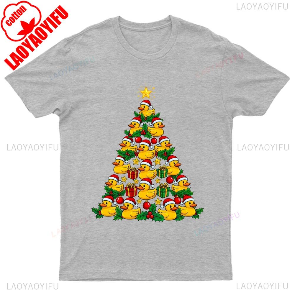 Rubber Ducks Christmas Tree TShirt Unisex Gift Retro Funny Christmas Ducks Graphic Shirt New Year Streetwear Gift Men Clothing