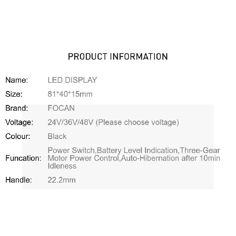 FOCAN Electric Bicycle Display 24V 36V 48V 810 Ebike Intelligent Control Panel LED Display meter